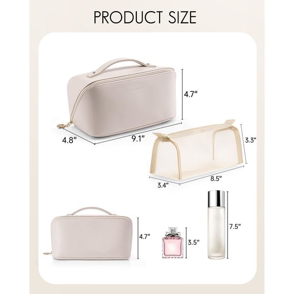 Travel Makeup Bag,make Up Bag Travel Toiletry Bag For Women Open Flat Makeup🦒 - Picture 5 of 9